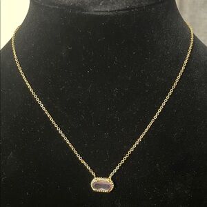 Gold Necklace with Purple Gemstone Pendant